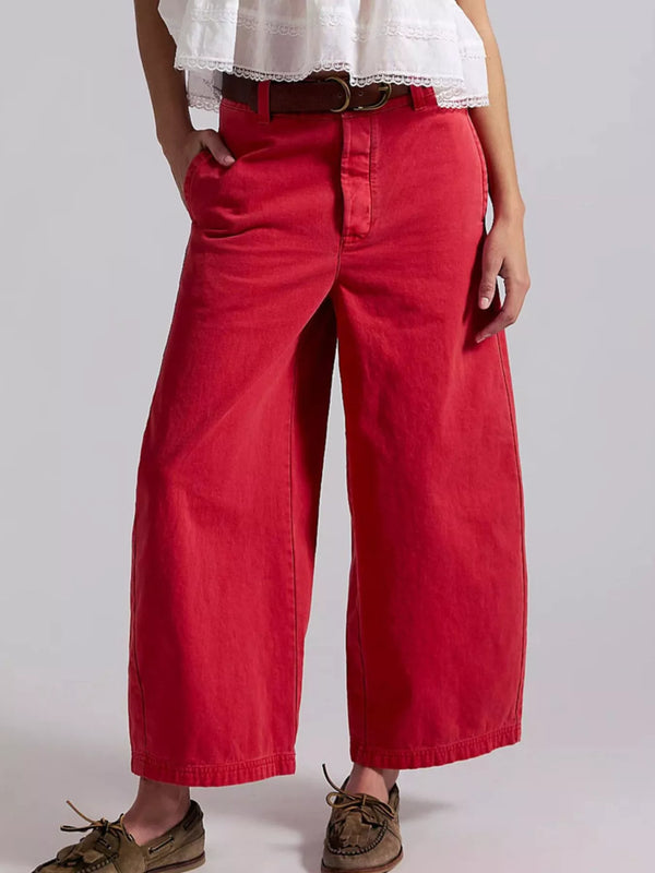 Christmas Outfit Wide-Leg Cropped Jeans