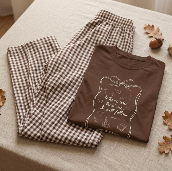 Wherever He Leads-Unisex Heavyweight Crewneck T-Shirt | Comfort Colors C1717 espresso