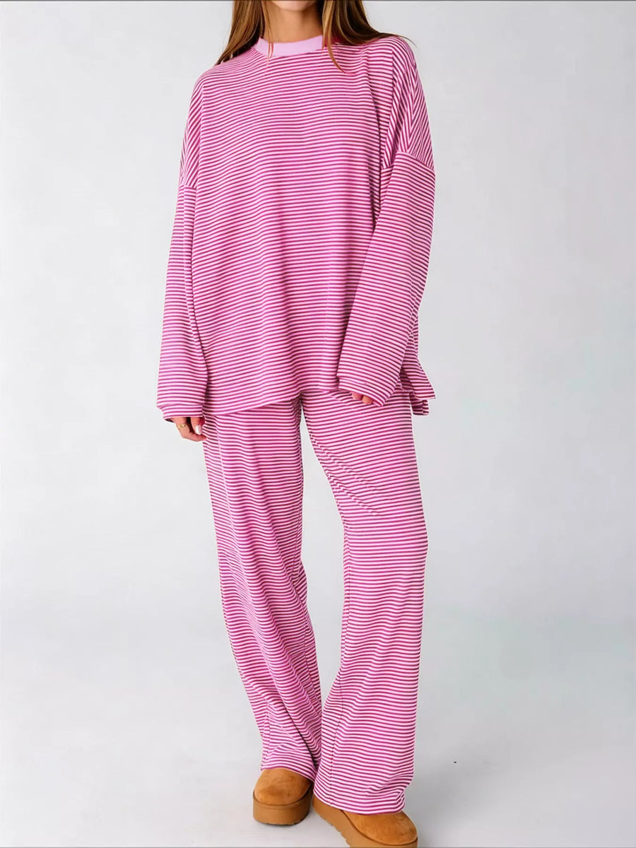 Striped Long Sleeve Top and Pants Set