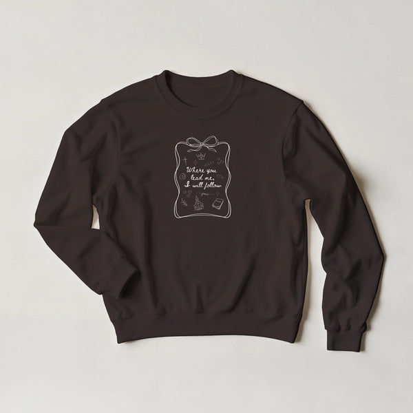 Wherever He Leads-Classic Unisex Crewneck Sweatshirt | Gildan® 18000 Dark Chocolate