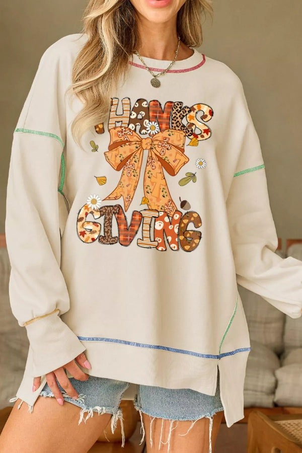 Thanksgiving Graphic Crew Neck Sweatshirt