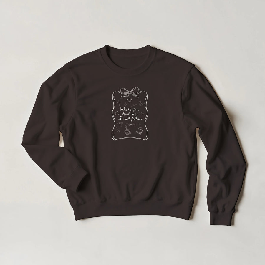 Wherever He Leads-Classic Unisex Crewneck Sweatshirt | Gildan® 18000 Dark Chocolate