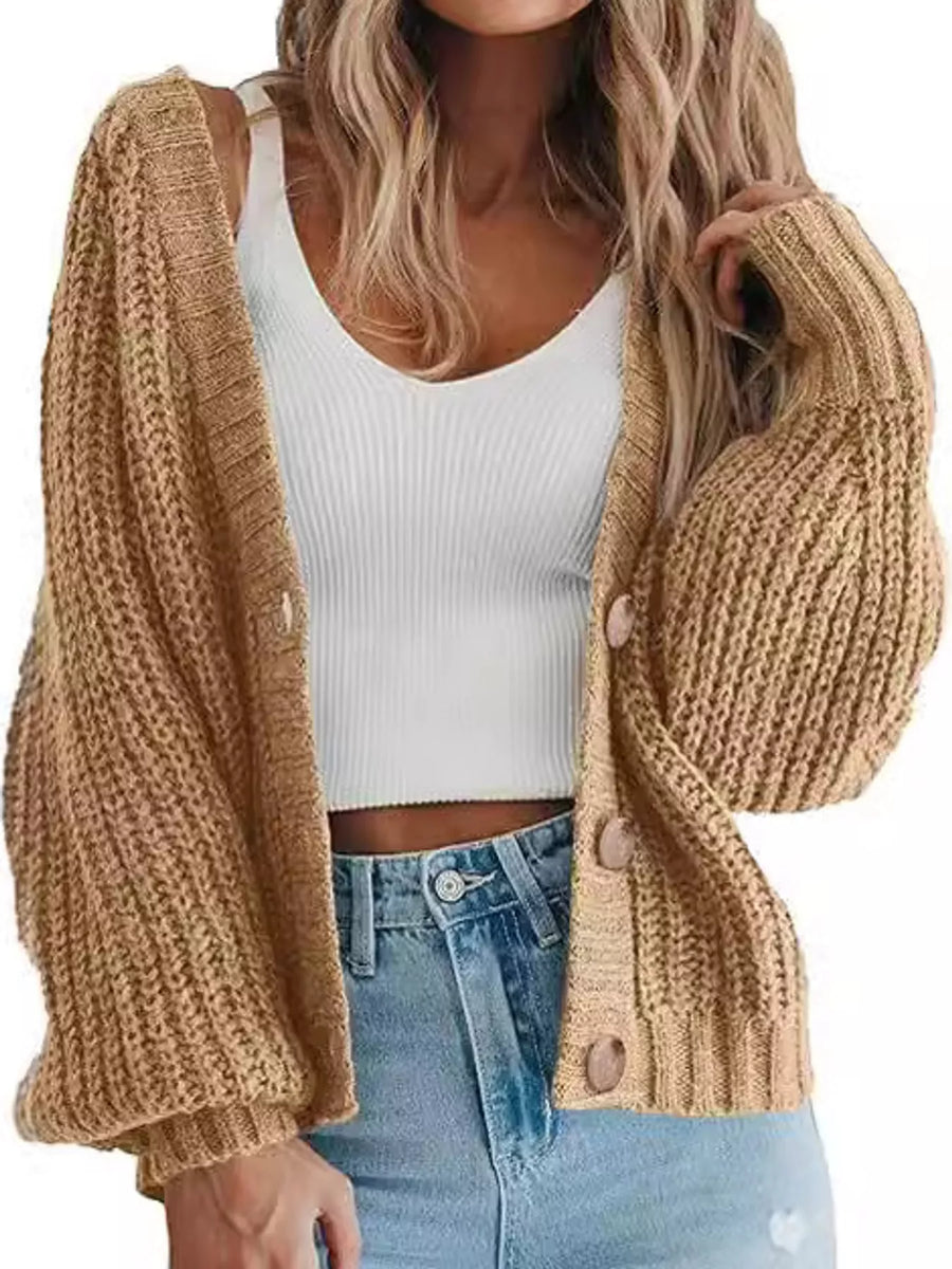 Full Size Chunky Knit Button-Down Cardigan Plus Size